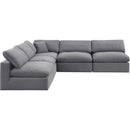 Meridian Comfy Grey Velvet Modular Sectional IMAGE 4