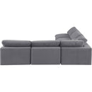 Meridian Comfy Grey Velvet Modular Sectional IMAGE 5