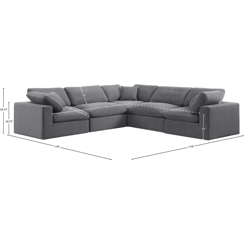 Meridian Comfy Grey Velvet Modular Sectional IMAGE 10