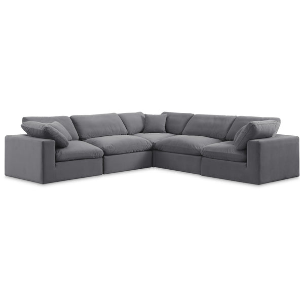 Meridian Comfy Grey Velvet Modular Sectional IMAGE 1