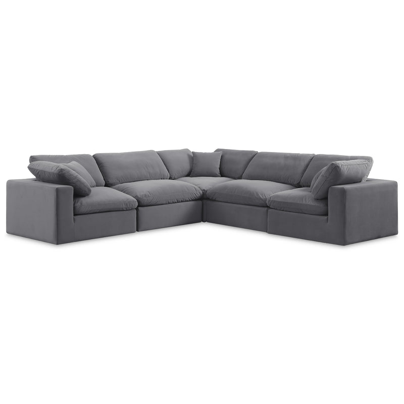 Meridian Comfy Grey Velvet Modular Sectional IMAGE 1