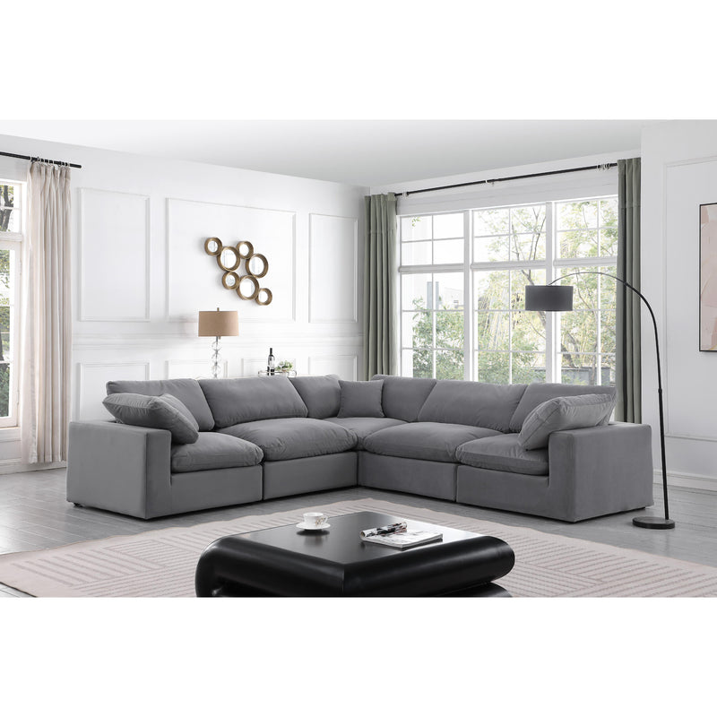 Meridian Comfy Grey Velvet Modular Sectional IMAGE 2