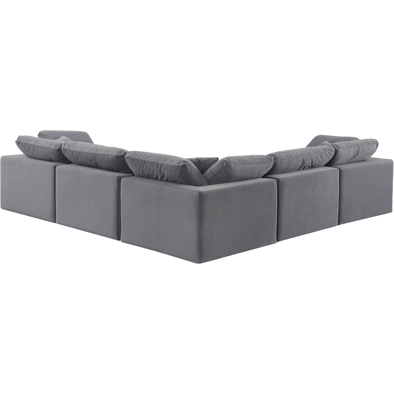 Meridian Comfy Grey Velvet Modular Sectional IMAGE 3