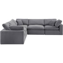 Meridian Comfy Grey Velvet Modular Sectional IMAGE 4