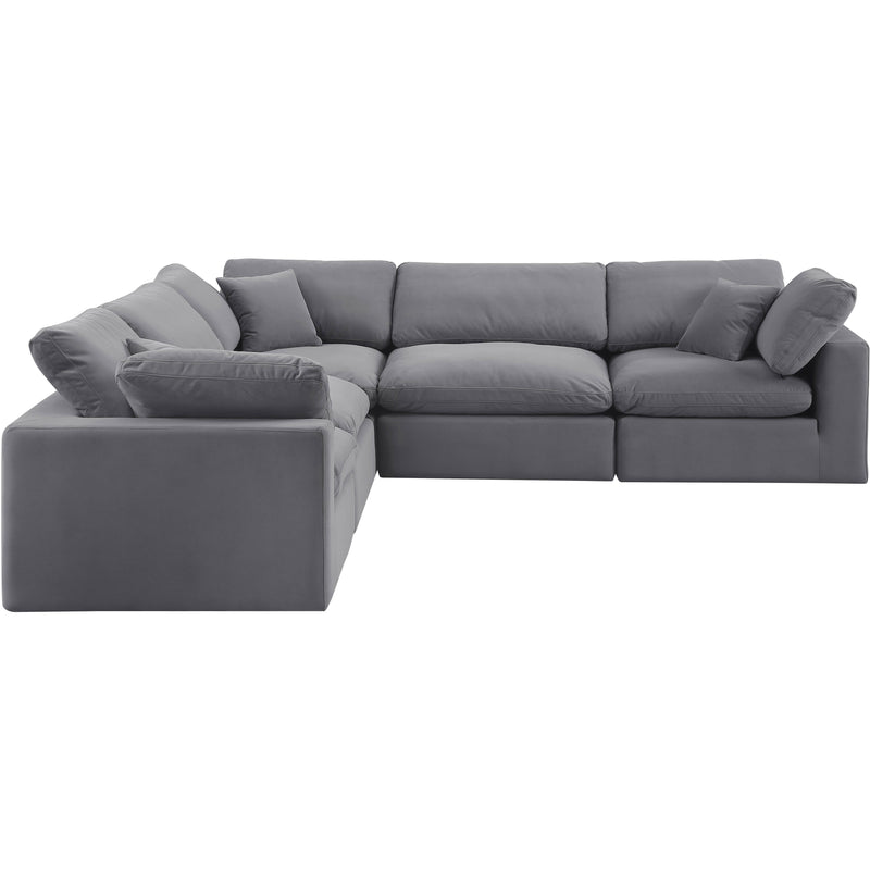 Meridian Comfy Grey Velvet Modular Sectional IMAGE 4