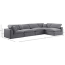 Meridian Comfy Grey Velvet Modular Sectional IMAGE 15
