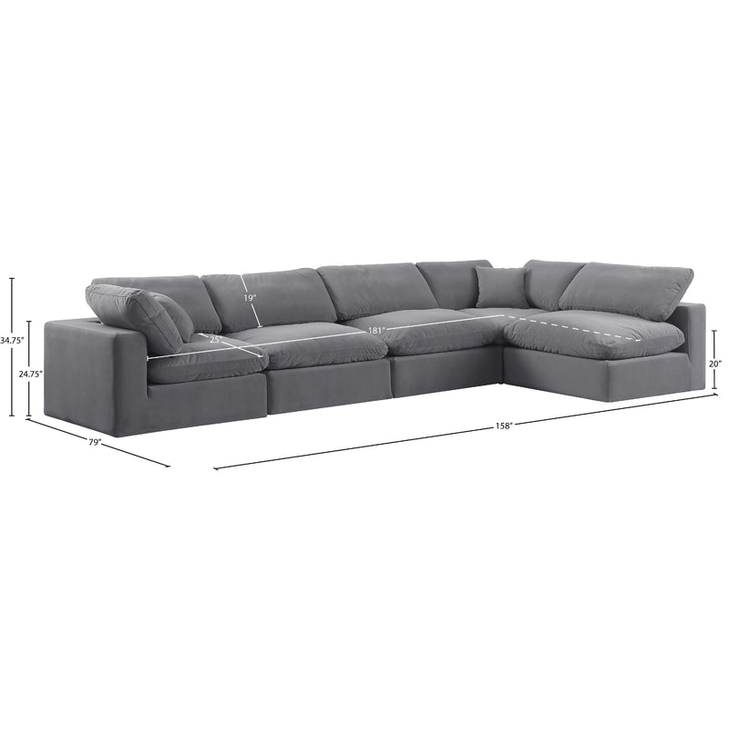 Meridian Comfy Grey Velvet Modular Sectional IMAGE 15
