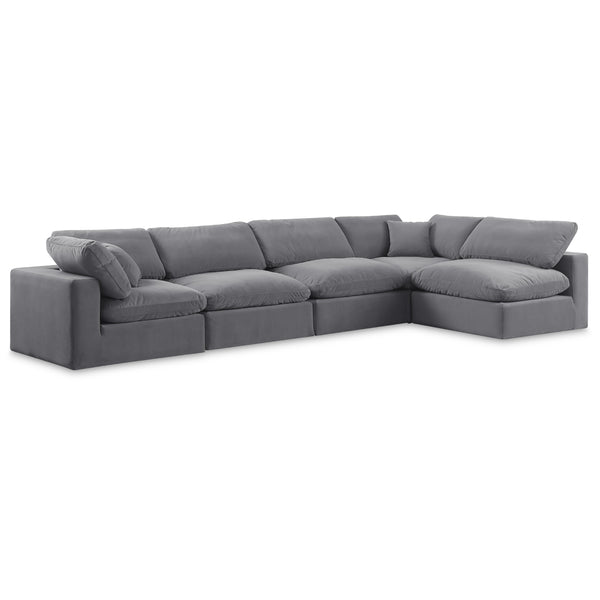 Meridian Comfy Grey Velvet Modular Sectional IMAGE 1