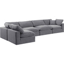 Meridian Comfy Grey Velvet Modular Sectional IMAGE 2