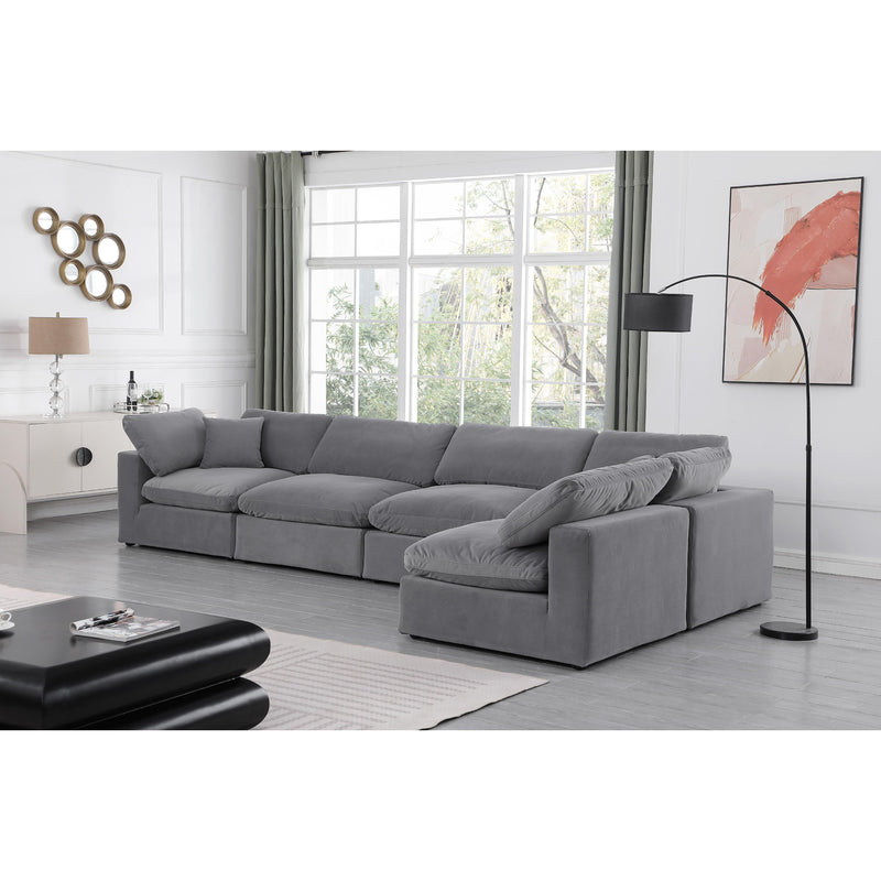 Meridian Comfy Grey Velvet Modular Sectional IMAGE 4