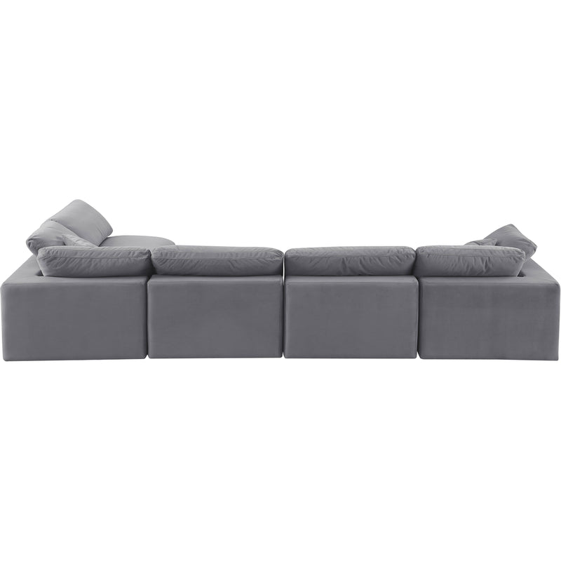 Meridian Comfy Grey Velvet Modular Sectional IMAGE 5