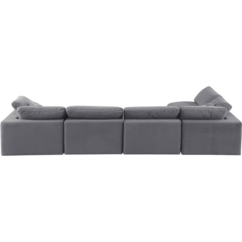 Meridian Comfy Grey Velvet Modular Sectional IMAGE 6