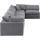 Meridian Comfy Grey Velvet Modular Sectional IMAGE 7