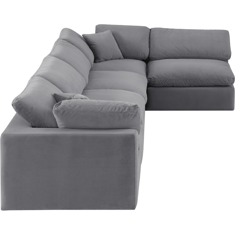Meridian Comfy Grey Velvet Modular Sectional IMAGE 7