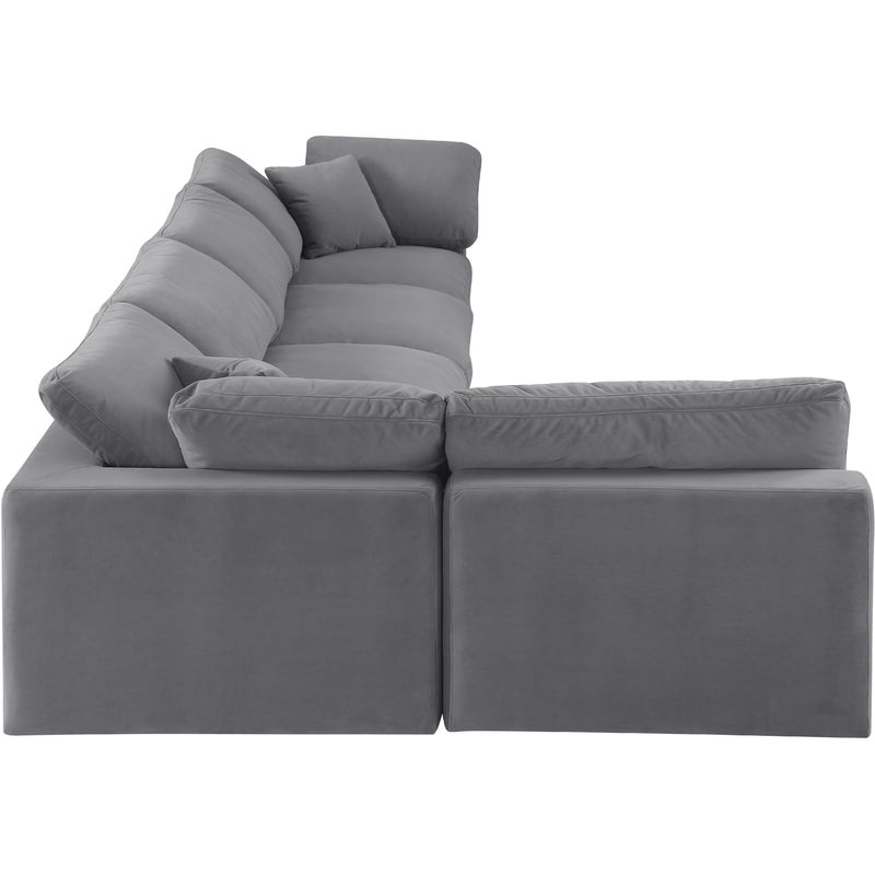 Meridian Comfy Grey Velvet Modular Sectional IMAGE 8