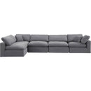 Meridian Comfy Grey Velvet Modular Sectional IMAGE 9