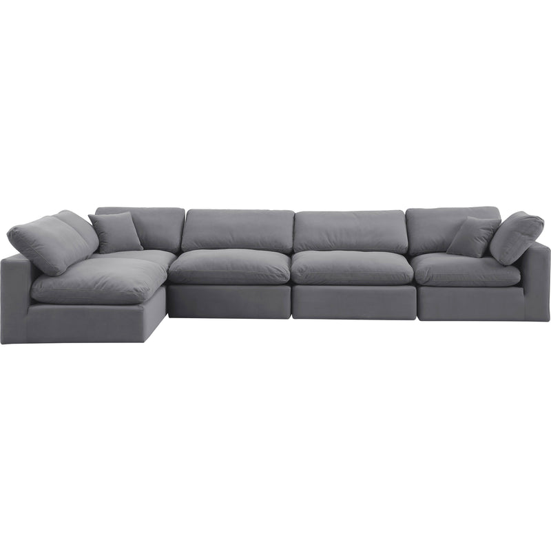 Meridian Comfy Grey Velvet Modular Sectional IMAGE 9