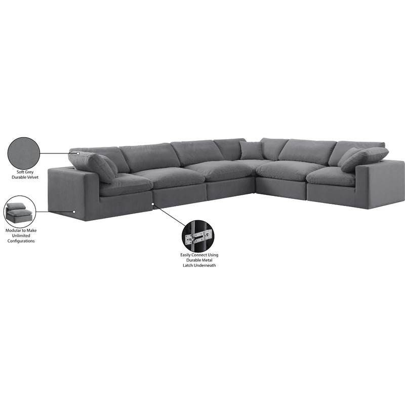 Meridian Comfy Grey Velvet Modular Sectional IMAGE 11