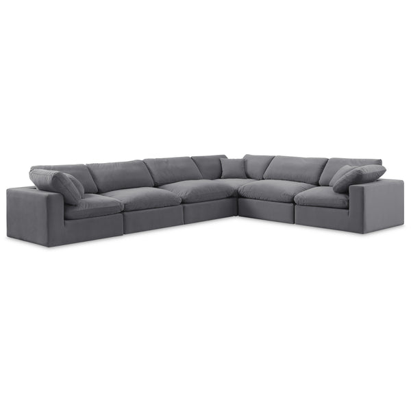 Meridian Comfy Grey Velvet Modular Sectional IMAGE 1
