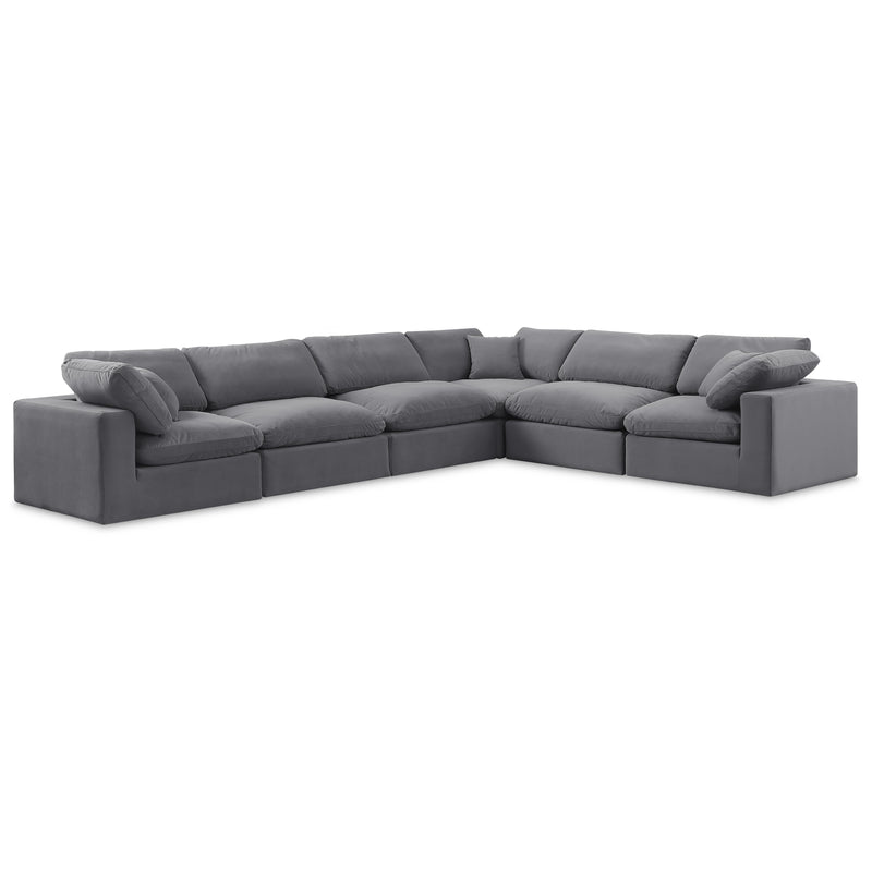 Meridian Comfy Grey Velvet Modular Sectional IMAGE 1