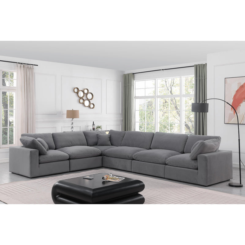 Meridian Comfy Grey Velvet Modular Sectional IMAGE 2