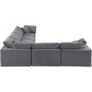 Meridian Comfy Grey Velvet Modular Sectional IMAGE 5