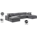 Meridian Comfy Grey Velvet Modular Sectional IMAGE 11