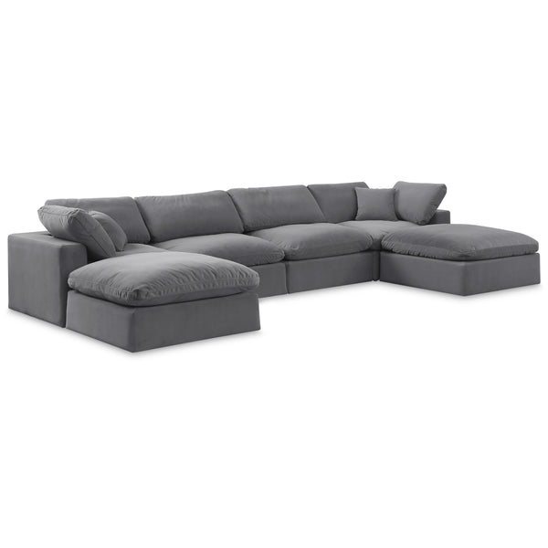 Meridian Comfy Grey Velvet Modular Sectional IMAGE 1