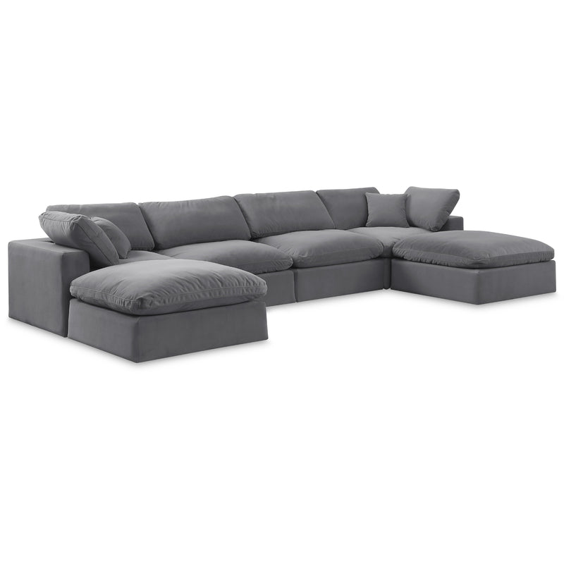 Meridian Comfy Grey Velvet Modular Sectional IMAGE 1