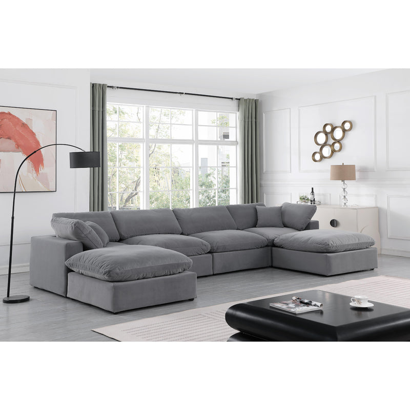 Meridian Comfy Grey Velvet Modular Sectional IMAGE 2