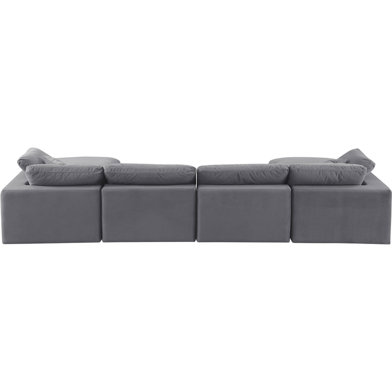 Meridian Comfy Grey Velvet Modular Sectional IMAGE 3