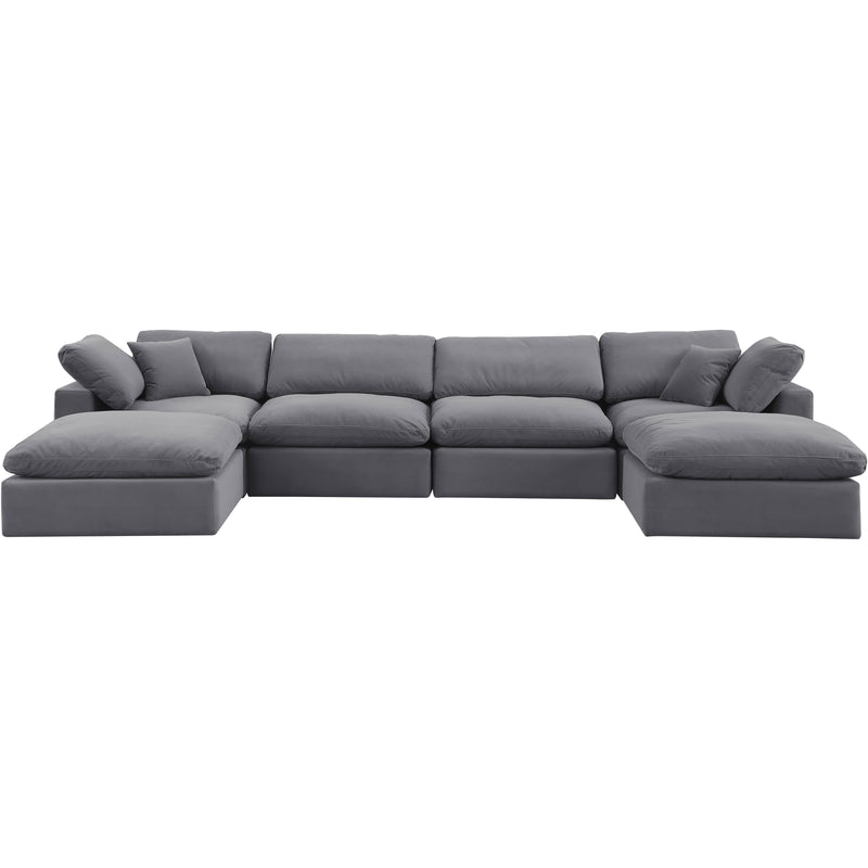 Meridian Comfy Grey Velvet Modular Sectional IMAGE 4