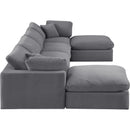 Meridian Comfy Grey Velvet Modular Sectional IMAGE 5