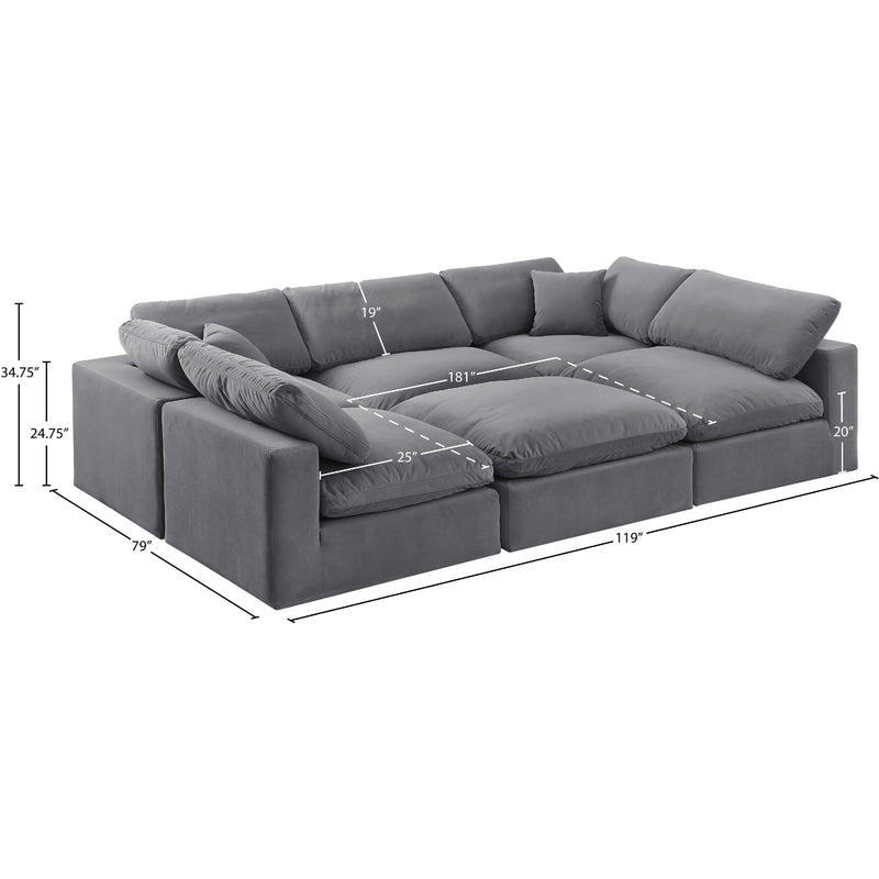 Meridian Comfy Grey Velvet Modular Sectional IMAGE 10