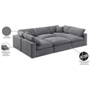 Meridian Comfy Grey Velvet Modular Sectional IMAGE 11
