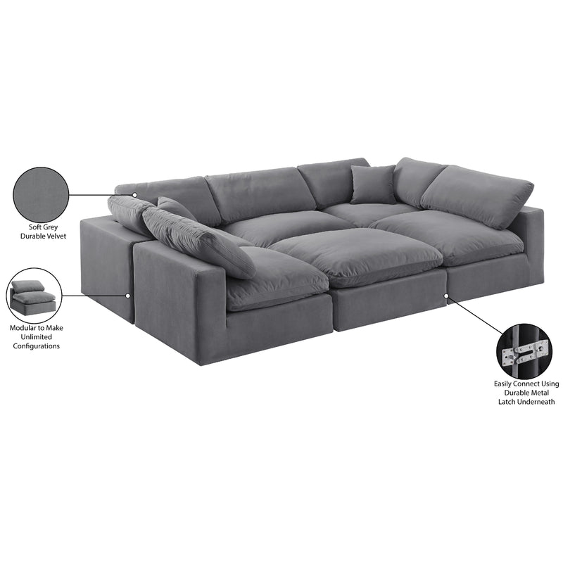Meridian Comfy Grey Velvet Modular Sectional IMAGE 11