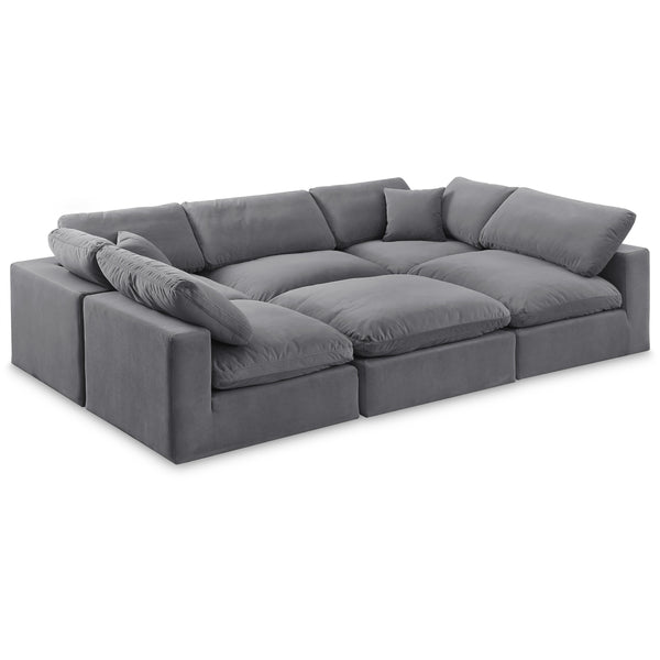 Meridian Comfy Grey Velvet Modular Sectional IMAGE 1