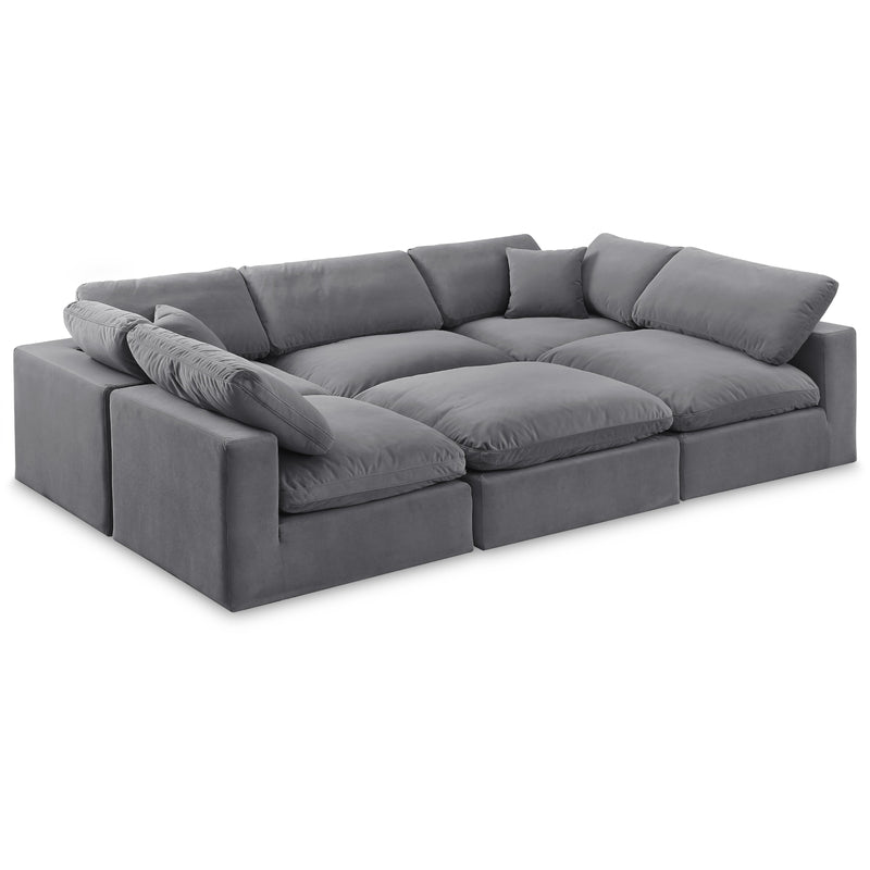 Meridian Comfy Grey Velvet Modular Sectional IMAGE 1