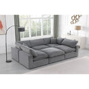 Meridian Comfy Grey Velvet Modular Sectional IMAGE 2