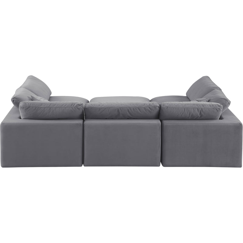 Meridian Comfy Grey Velvet Modular Sectional IMAGE 3
