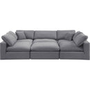 Meridian Comfy Grey Velvet Modular Sectional IMAGE 4