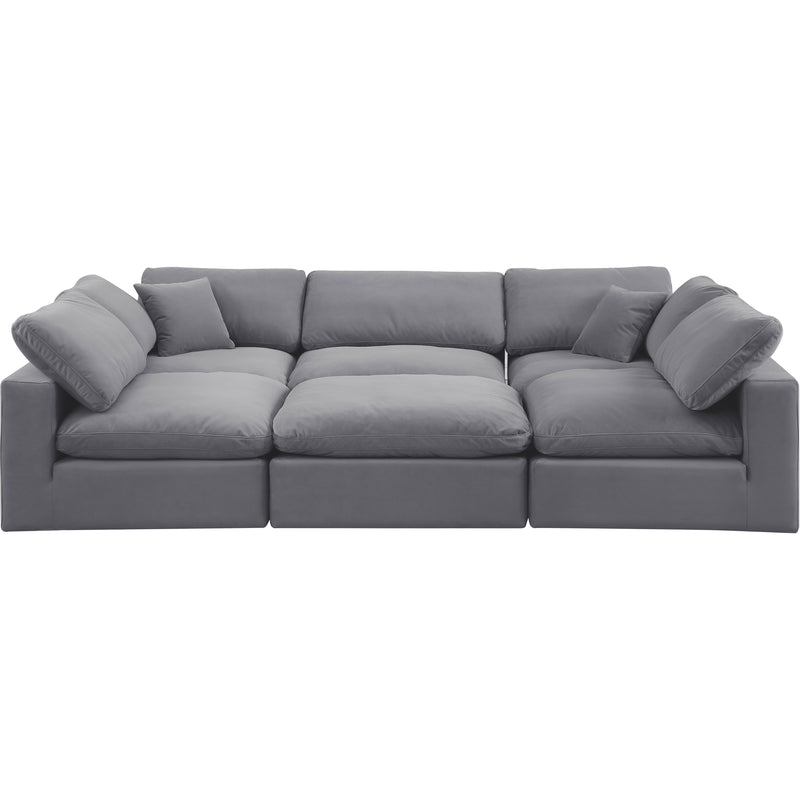 Meridian Comfy Grey Velvet Modular Sectional IMAGE 4