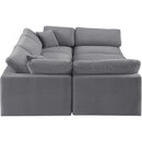 Meridian Comfy Grey Velvet Modular Sectional IMAGE 5