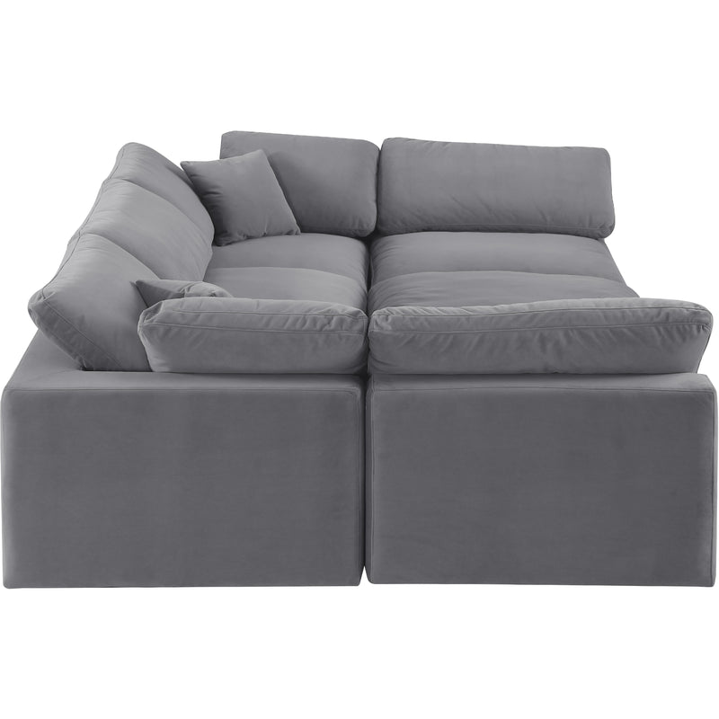 Meridian Comfy Grey Velvet Modular Sectional IMAGE 5