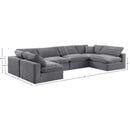Meridian Comfy Grey Velvet Modular Sectional IMAGE 10