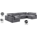 Meridian Comfy Grey Velvet Modular Sectional IMAGE 11