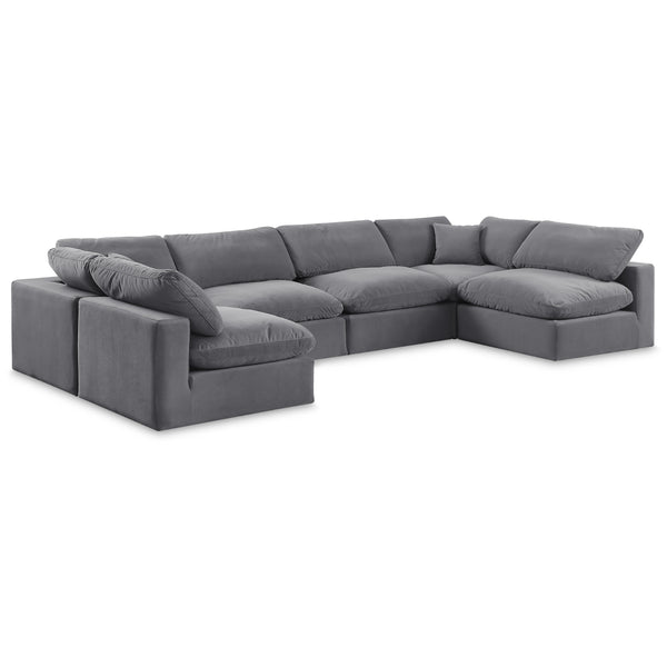 Meridian Comfy Grey Velvet Modular Sectional IMAGE 1