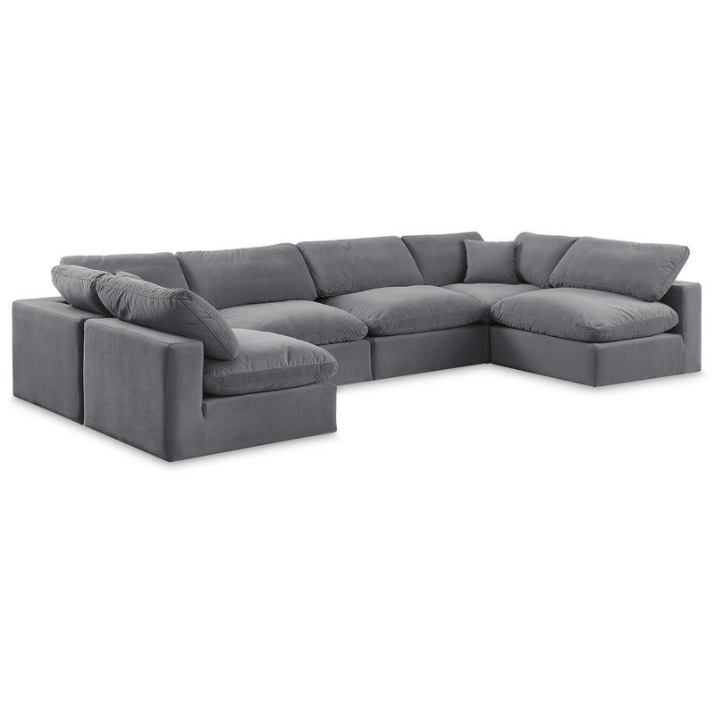 Meridian Comfy Grey Velvet Modular Sectional IMAGE 1