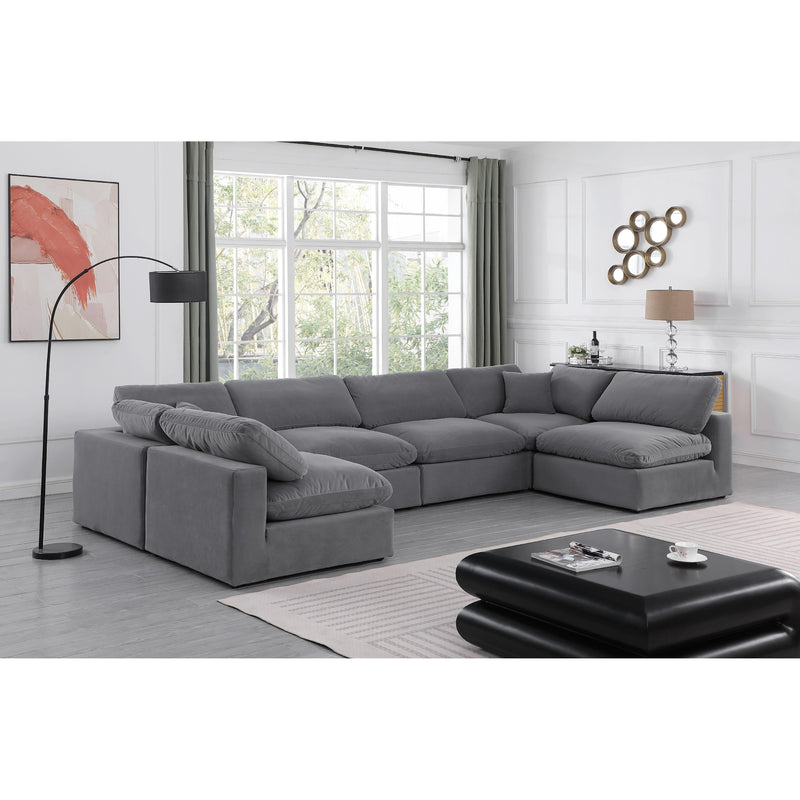 Meridian Comfy Grey Velvet Modular Sectional IMAGE 2