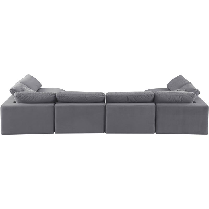 Meridian Comfy Grey Velvet Modular Sectional IMAGE 3